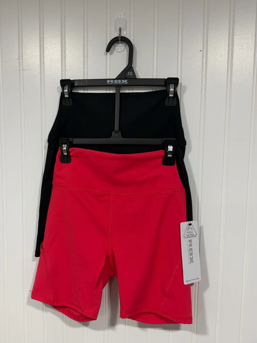 RBX Women’s Biker Shorts 2-Pack Colorblock Red/Black Stretch Knit XS